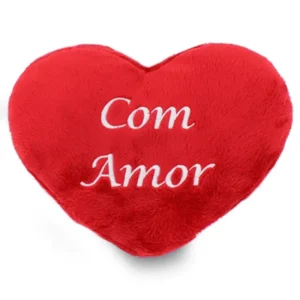Coração de Pelúcia 25X28 cm - Com Amor Vermelho