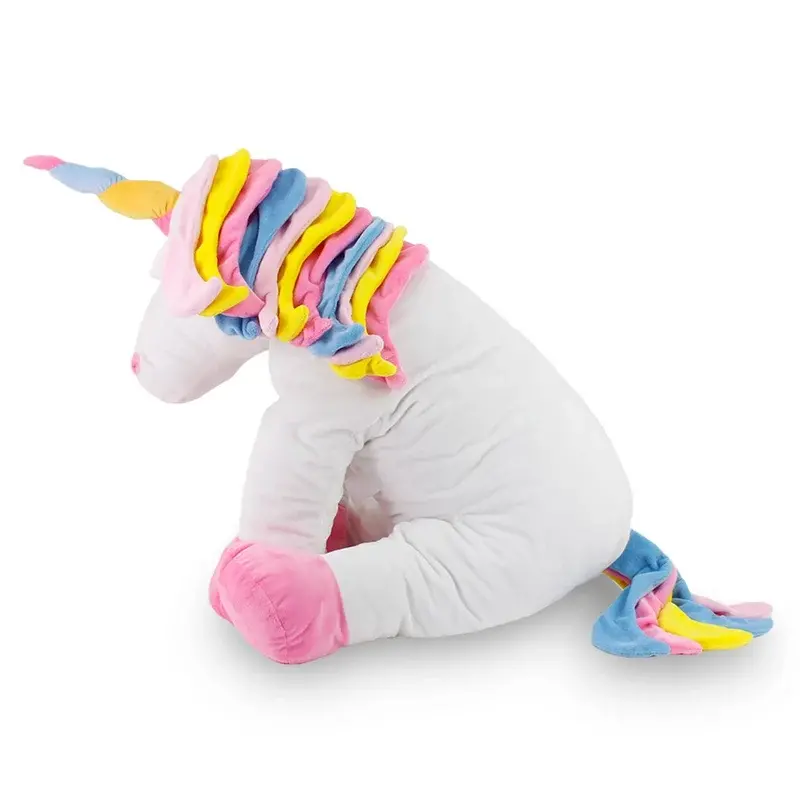 Unicórnio de Pelúcia 65 cm - Almofada Branca Com Detalhes Coloridos - Imagem 4