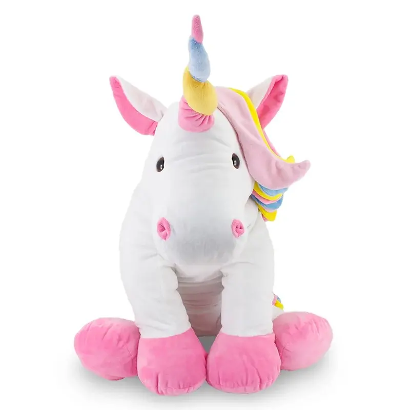 Unicórnio de Pelúcia 65 cm - Almofada Branca Com Detalhes Coloridos - Imagem 3