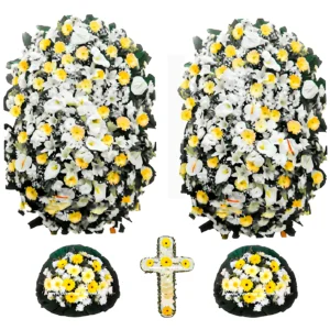 Conjunto de Coroa de Flores Ouro