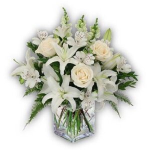 Arranjos de Flores com Rosas, Lírios e Boca de Leão para presentes de condolências